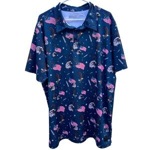Grunt Style TAC Eagle Polo 2XL‎ Navy Performance Stretch Patriotic